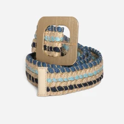 Ceinture bleue et beige tressée