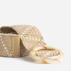 Ceinture large beige tressée