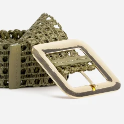 Ceinture large kaki tressée