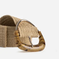 Ceinture large TEXTO beige tressée