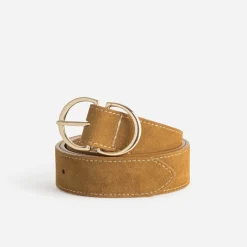 Ceinture TEXTO camel cuir velours