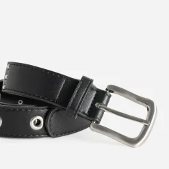 Ceinture TEXTO noire décor clous et œillets