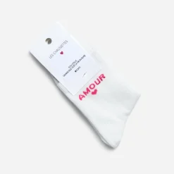 Chaussettes blanches à message - Sélection Octobre Rose