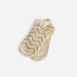 Chaussettes courtes beige chevrons dorés