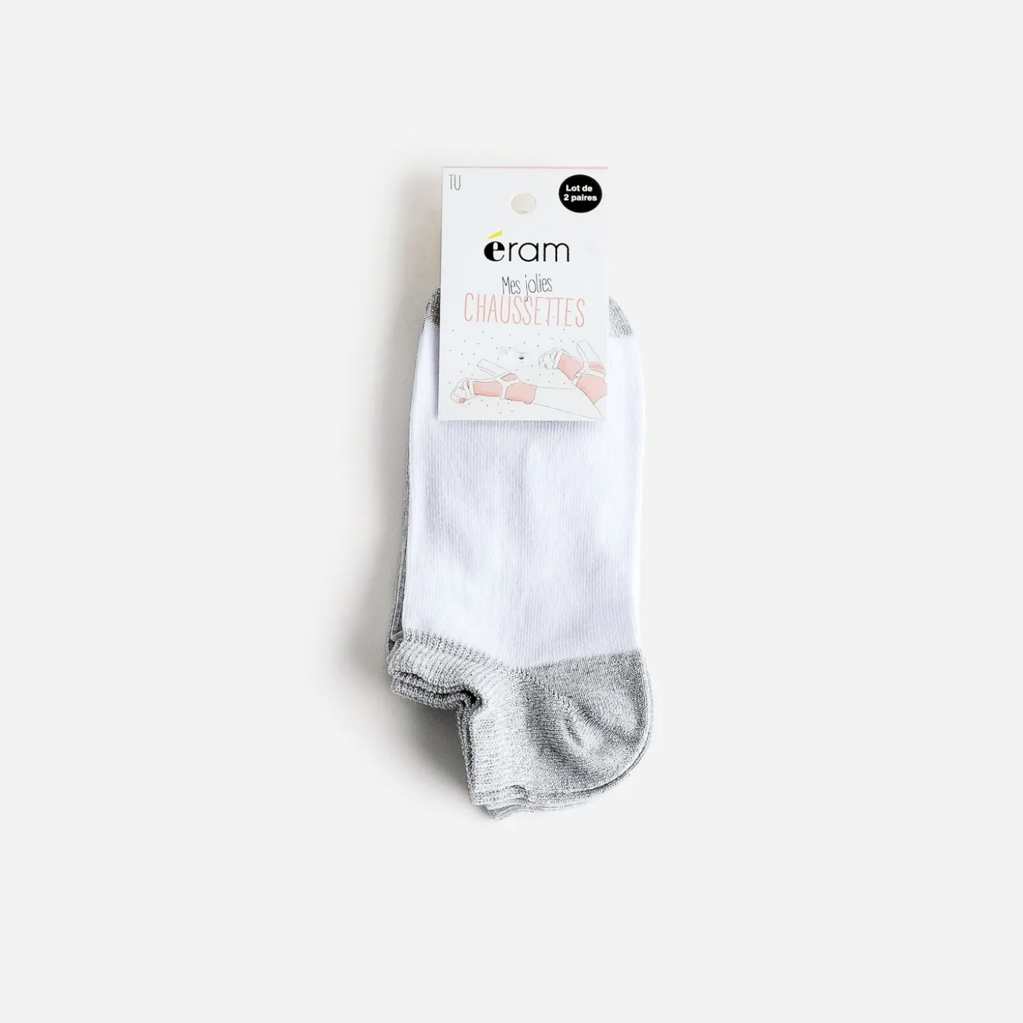 Chaussettes courtes blanches et gris pailleté