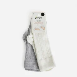 Chaussettes hautes écrues et grises