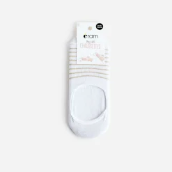 Chaussettes invisibles blanches et à rayures dorées