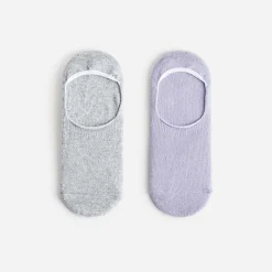 Chaussettes invisibles parme et gris argenté