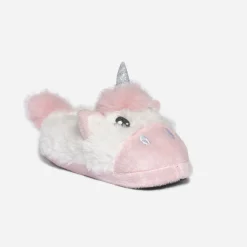 Chausson-licorne blanc et rose