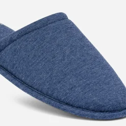 Chausson-mule bleu en textile