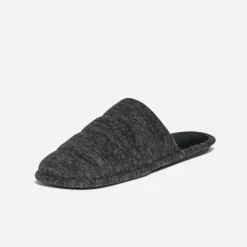 Chausson-mule gris effet matelassé