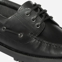 Chaussure bateau noir en cuir
