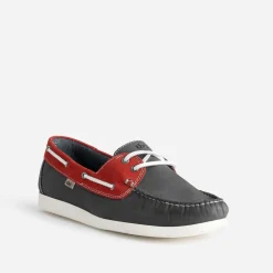 Chaussure bateau TBS marine et rouge cuir nubuck