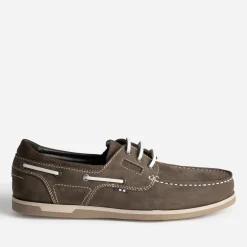 Chaussure-bateau taupe foncé cuir nubuck