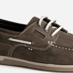 Chaussure-bateau taupe foncé cuir nubuck