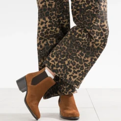 Chelsea boots camel en cuir velours