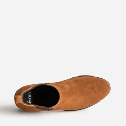 Chelsea boots camel en cuir velours