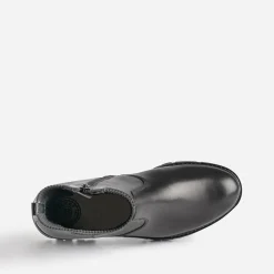 Chelsea boots éco-conçu BUGGY noir cuir tige élastiquée