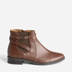 Chelsea boots ERAM FLEX cognac en cuir avec bride