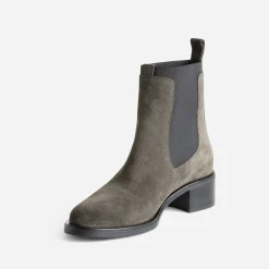 Chelsea boots kaki cuir velours