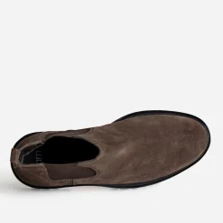 Chelsea boots marron cuir velours semelle crantée