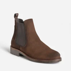 Chelsea boots marron cuir velours