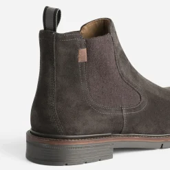 Chelsea boots marron foncé en cuir velours