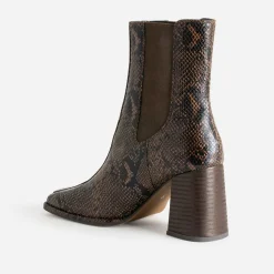 Chelsea boots marron imprimé effet python