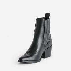 Chelsea boots santiag noir éco-conçu en cuir