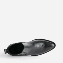 Chelsea boots santiag noir éco-conçu en cuir