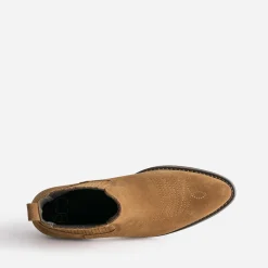 Chelsea boots santiags camel éco-conçu en cuir velours