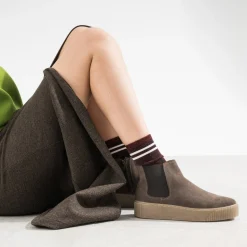 Chelsea boots taupe cuir velours semelle effet crêpe