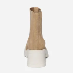 Chelsea boots TEXTO beige cuir velours