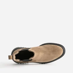 Chelsea boots TEXTO beige foncé en cuir velours