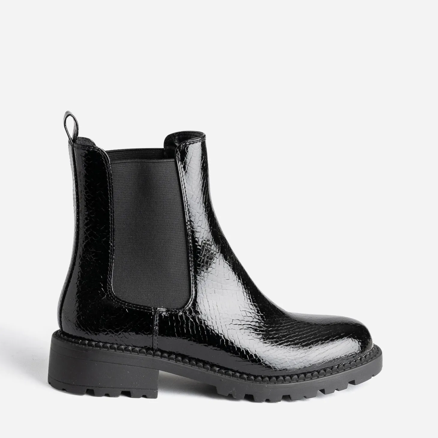 Chelsea boots TEXTO noir verni embossé effet python