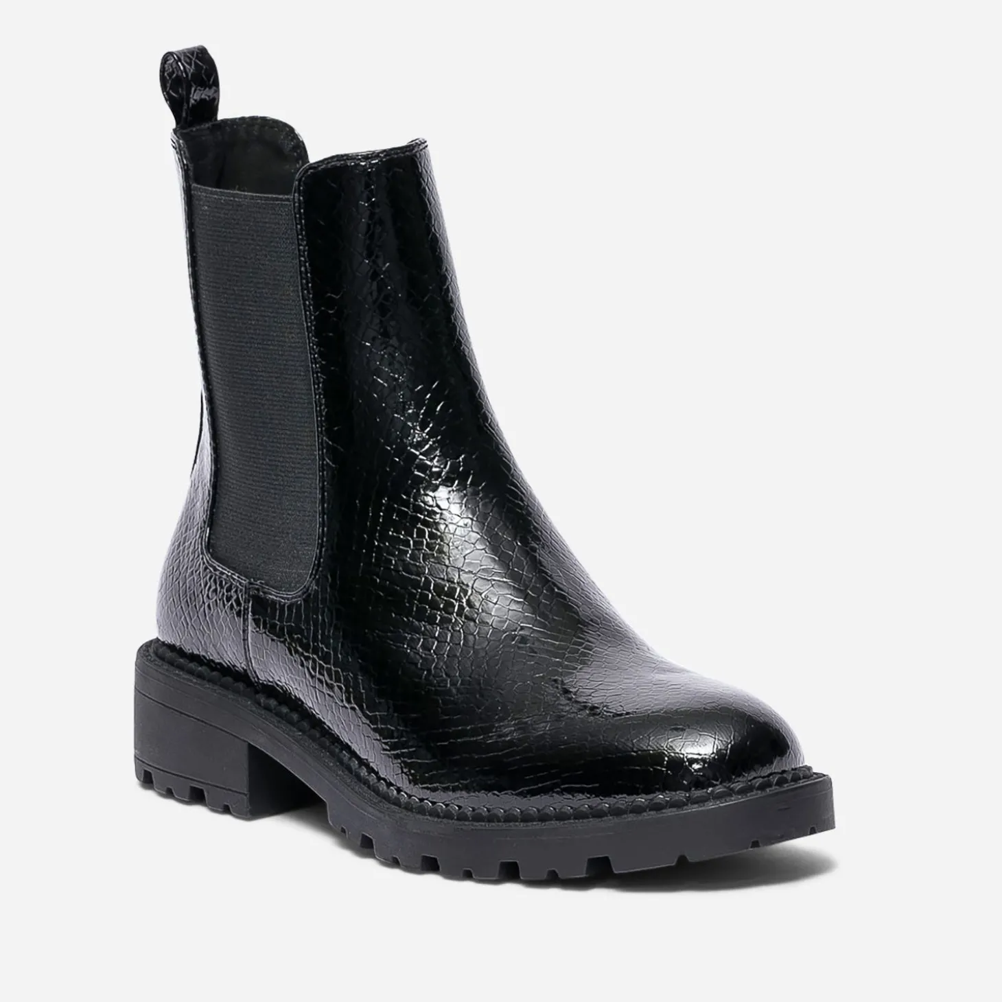Chelsea boots TEXTO noir verni embossé effet python