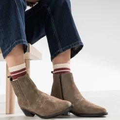 Chelsea boots TEXTO taupe cuir velours