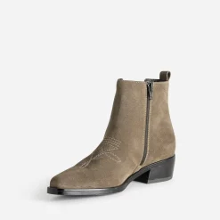 Chelsea boots TEXTO taupe cuir velours