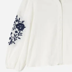 Chemise TEXTO écrue broderies marine