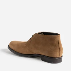 Chunky boots beige foncé cuir velours