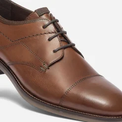 Derby cognac en cuir à double col