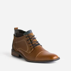 Derby cognac en cuir avec élastiques