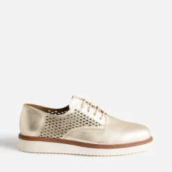 Derby compensé doré en cuir ajouré éco-conçu