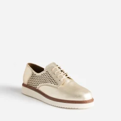 Derby compensé doré en cuir ajouré éco-conçu