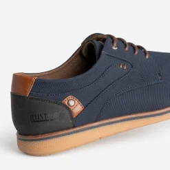 Derby confort bleu marine en textile rainuré