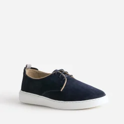 Derby confort marine en cuir velours
