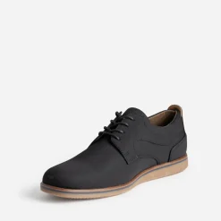 Derby confort noir en toile texturée