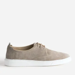 Derby confort taupe en cuir velours