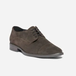 Derby ERAM FLEX marron en cuir velours