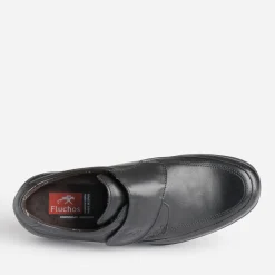 Derby FLUCHOS en cuir noir à scratch